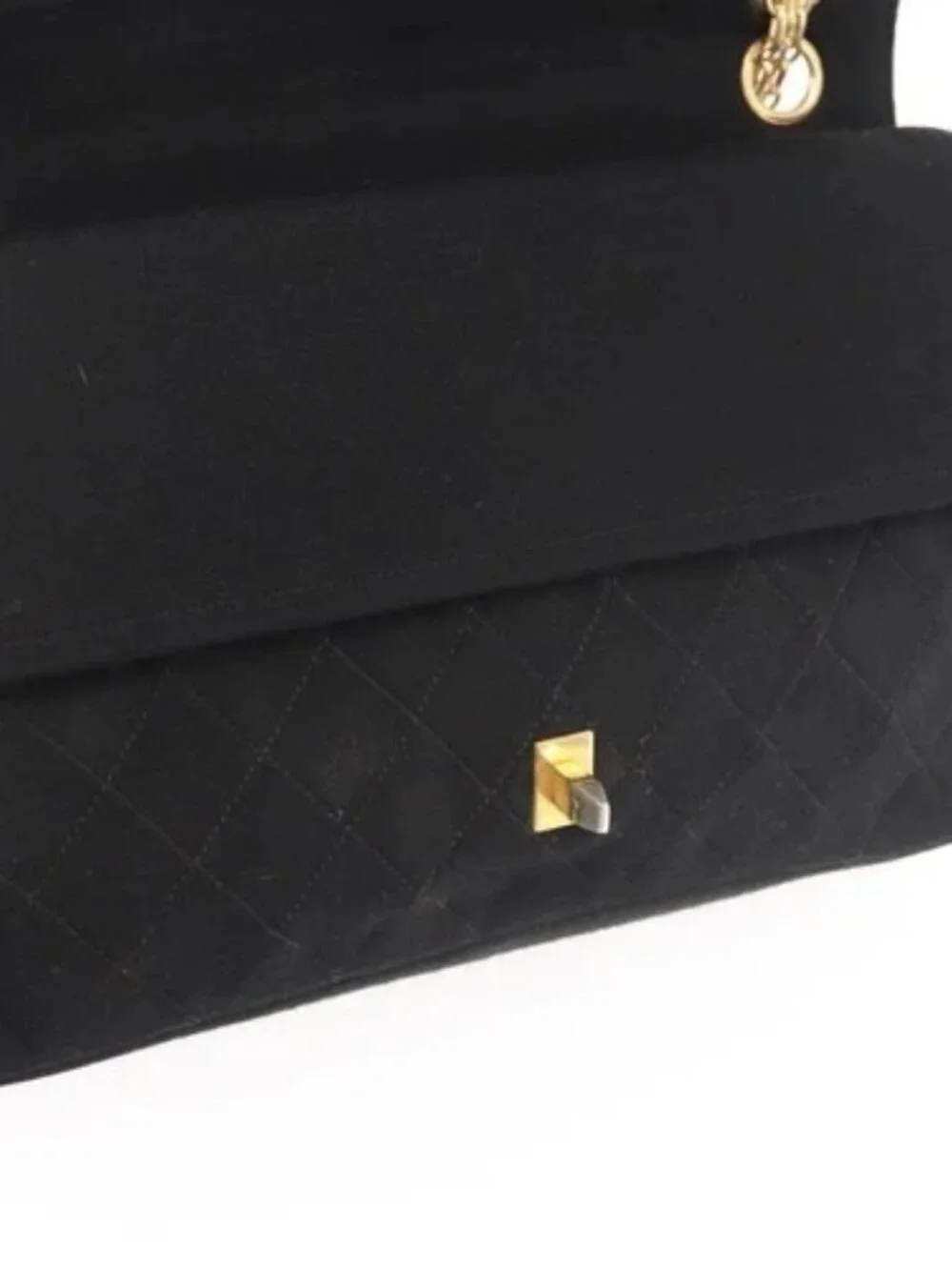 CHANEL Matelasse 25 Chain Shoulder Bag cotton Black Gold CC Auth gh984